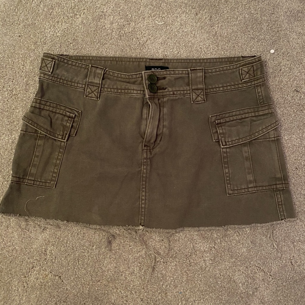 Army green jean skirt